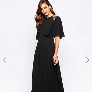 ASOS black sequin flutter sleeve dress/gown
